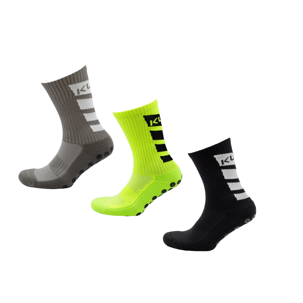 Kupe Active Grip Sock Combo - Calf Black, Lime & Grey