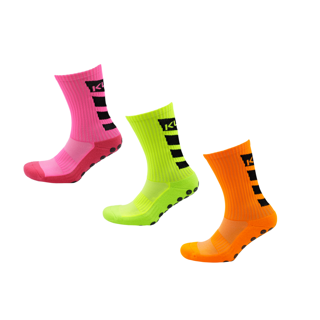 Kupe Active Lumo Grip Sock Combo - Calf Pink, Lime & Orange