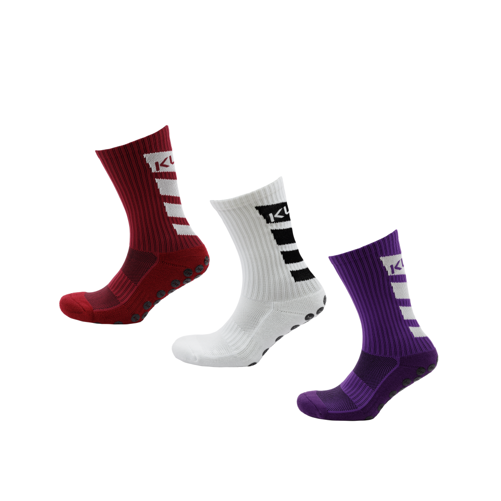 Kupe Active Grip Sock Combo - Calf White, Maroon & Purple